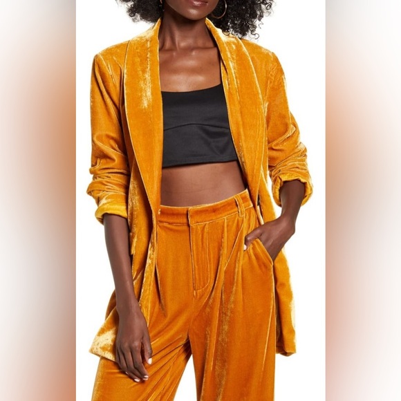 Endless Rose Yellow Golden Veronica Velvet‎ Blazer Medium - Picture 2 of 13